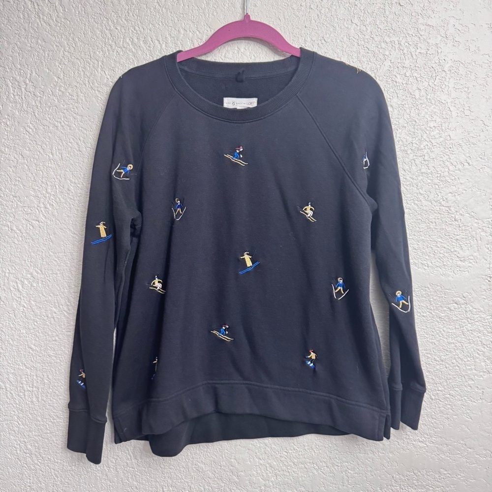 Lou & Grey Skiers Embroidered Sweater Sweatshirt – Women’s Small